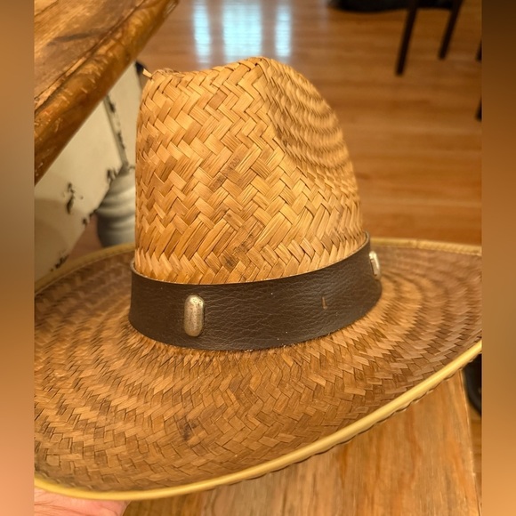 Stylish Made in Mex Straw Cowboy Hat with Brown Band 8 inch opening